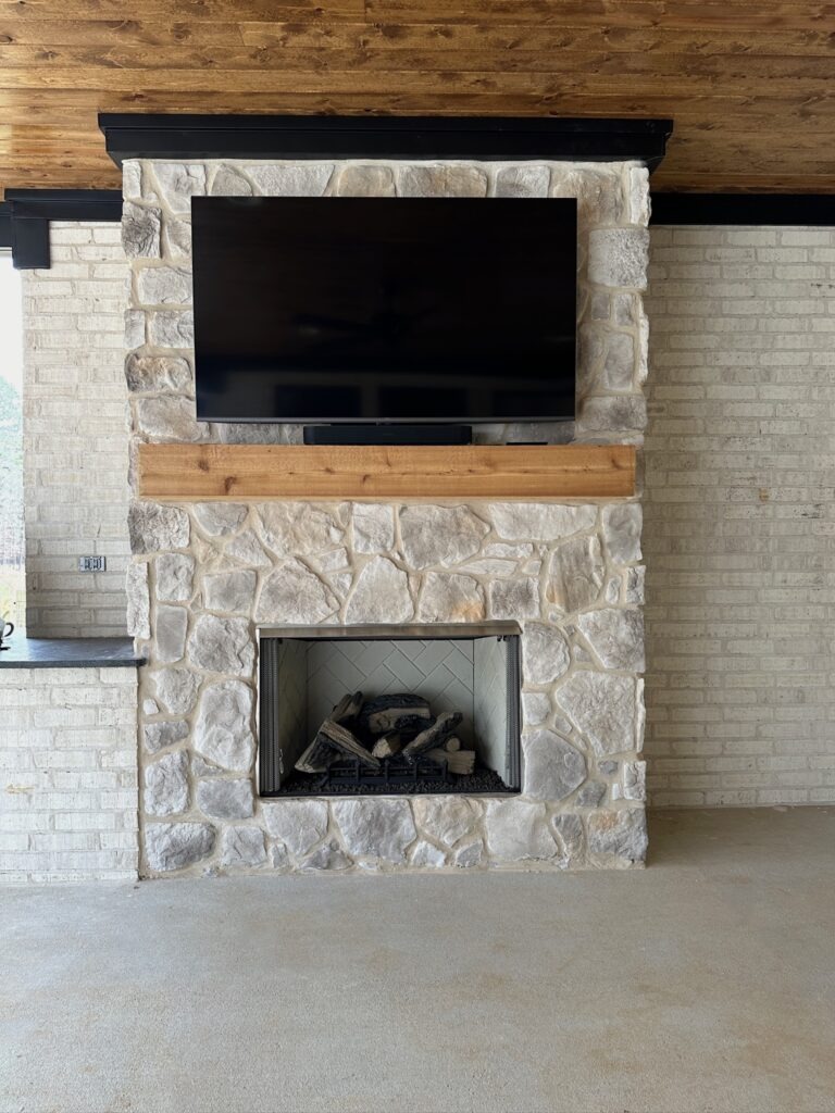 Outdoor Rock Fireplace